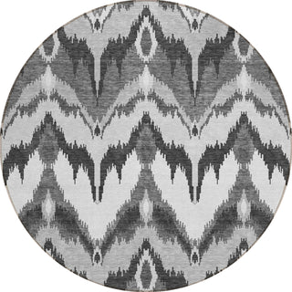 Piper Looms Chantille Ikat ACN743 Gray Machine Washable Area Rug Round Main Image