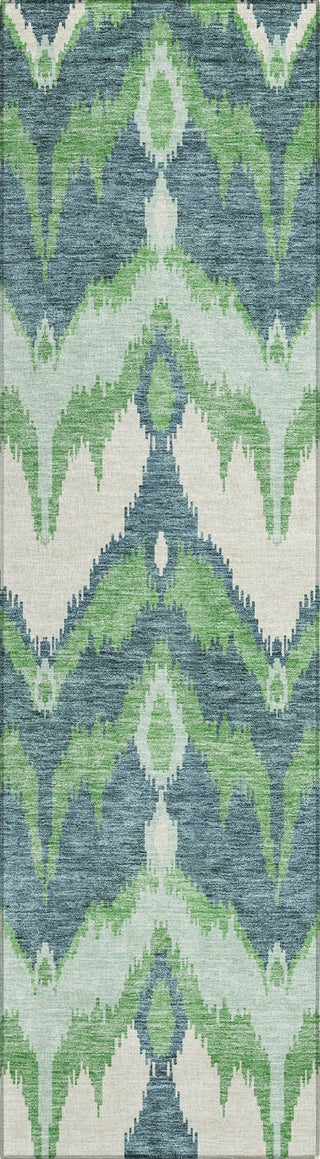 Piper Looms Chantille Ikat ACN743 Green Machine Washable Area Rug Runner Main Image