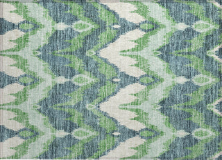 Piper Looms Chantille Ikat ACN743 Green Machine Washable Area Rug Scatter Main Image