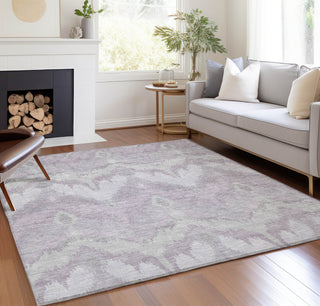 Piper Looms Chantille Ikat ACN743 Lavender Machine Washable Area Rug Lifestyle Image Feature