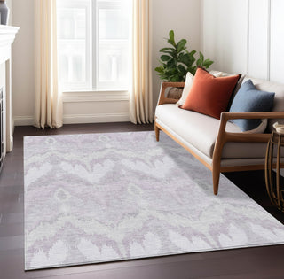 Piper Looms Chantille Ikat ACN743 Lavender Machine Washable Area Rug Lifestyle Image Feature