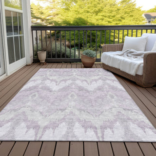 Piper Looms Chantille Ikat ACN743 Lavender Machine Washable Area Rug Outdoor Lifestyle Image Feature