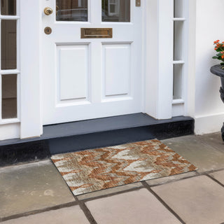 Piper Looms Chantille Ikat ACN743 Paprika Machine Washable Area Rug Scatter Outdoor Lifestyle Image Feature