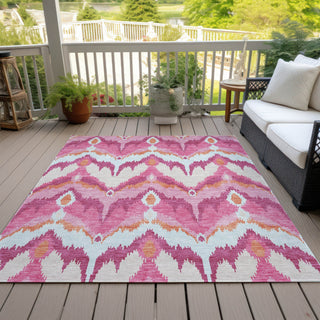 Piper Looms Chantille Ikat ACN743 Pink Machine Washable Area Rug Outdoor Lifestyle Image Feature