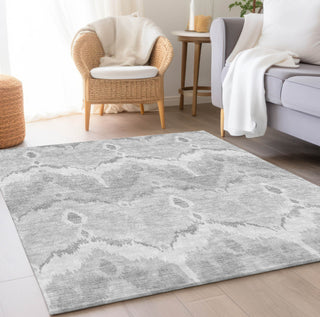 Piper Looms Chantille Ikat ACN743 Silver Machine Washable Area Rug Lifestyle Image Feature