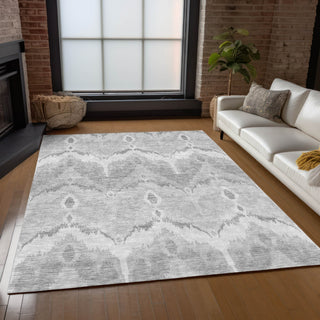 Piper Looms Chantille Ikat ACN743 Silver Machine Washable Area Rug Lifestyle Image Feature