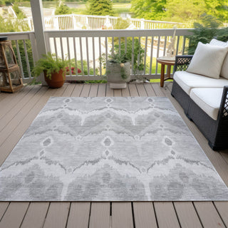 Piper Looms Chantille Ikat ACN743 Silver Machine Washable Area Rug Outdoor Lifestyle Image Feature