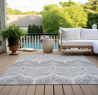 Piper Looms Chantille Ikat ACN743 Silver Machine Washable Area Rug Outdoor Lifestyle Image Feature
