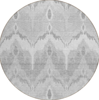 Piper Looms Chantille Ikat ACN743 Silver Machine Washable Area Rug Round Main Image