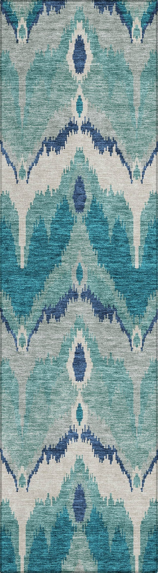 Piper Looms Chantille Ikat ACN743 Teal Machine Washable Area Rug Runner Main Image