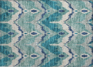 Piper Looms Chantille Ikat ACN743 Teal Machine Washable Area Rug Scatter Main Image