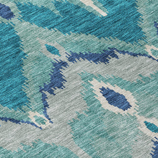Piper Looms Chantille Ikat ACN743 Teal Machine Washable Area Rug Swatch Image