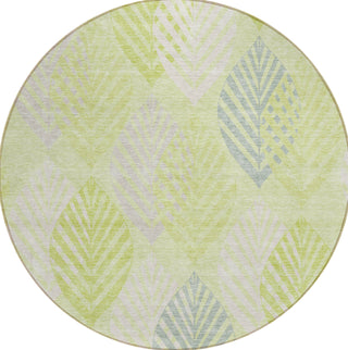 Piper Looms Chantille Floral ACN744 Aloe Machine Washable Area Rug Round Main Image