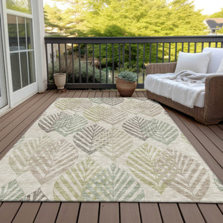 Piper Looms Chantille Floral ACN744 Beige Machine Washable Area Rug Outdoor Lifestyle Image Feature