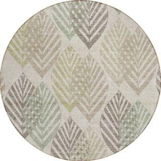 Piper Looms Chantille Floral ACN744 Beige Machine Washable Area Rug Round Main Image