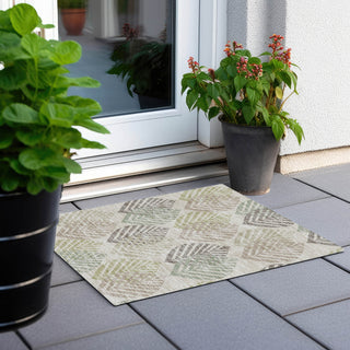 Piper Looms Chantille Floral ACN744 Beige Machine Washable Area Rug Scatter Outdoor Lifestyle Image Feature