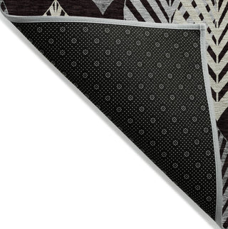Piper Looms Chantille Floral ACN744 Black Machine Washable Area Rug Backing Image