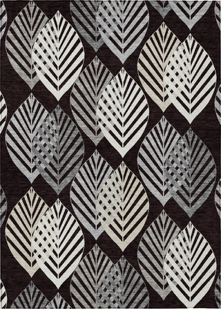 Piper Looms Chantille Floral ACN744 Black Machine Washable Area Rug main image