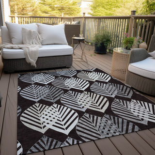 Piper Looms Chantille Floral ACN744 Black Machine Washable Area Rug Outdoor Lifestyle Image Feature