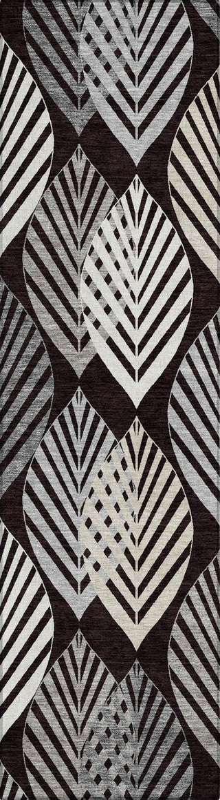Piper Looms Chantille Floral ACN744 Black Machine Washable Area Rug Runner Main Image
