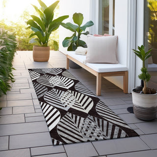 Piper Looms Chantille Floral ACN744 Black Machine Washable Area Rug Runner Outdoor Lifestyle Image Feature