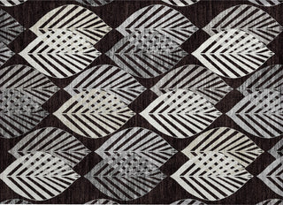Piper Looms Chantille Floral ACN744 Black Machine Washable Area Rug Scatter Main Image