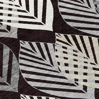 Piper Looms Chantille Floral ACN744 Black Machine Washable Area Rug Swatch Image