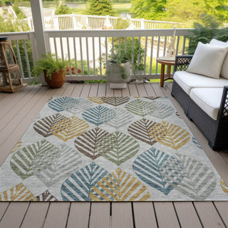 Piper Looms Chantille Floral ACN744 Gray Machine Washable Area Rug Outdoor Lifestyle Image Feature