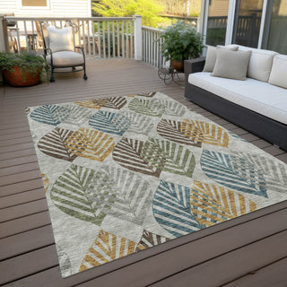 Piper Looms Chantille Floral ACN744 Gray Machine Washable Area Rug Outdoor Lifestyle Image Feature