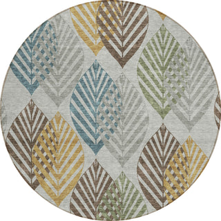 Piper Looms Chantille Floral ACN744 Gray Machine Washable Area Rug Round Main Image