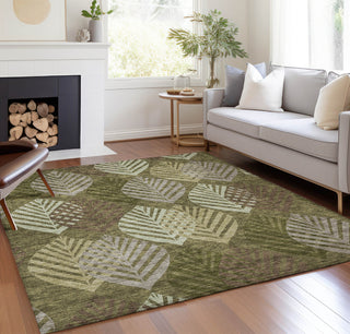 Piper Looms Chantille Floral ACN744 Olive Machine Washable Area Rug Lifestyle Image Feature