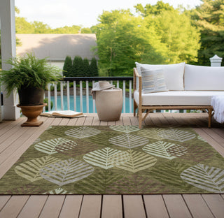 Piper Looms Chantille Floral ACN744 Olive Machine Washable Area Rug Outdoor Lifestyle Image Feature