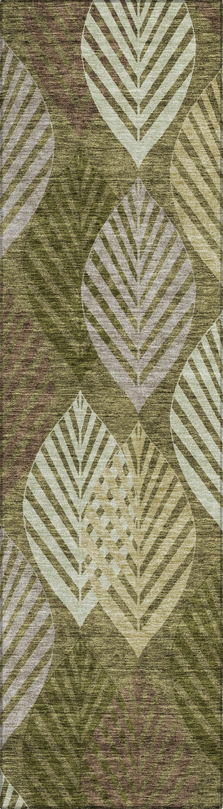 Piper Looms Chantille Floral ACN744 Olive Machine Washable Area Rug Runner Main Image