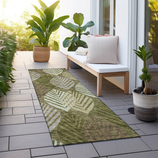 Piper Looms Chantille Floral ACN744 Olive Machine Washable Area Rug Runner Outdoor Lifestyle Image Feature