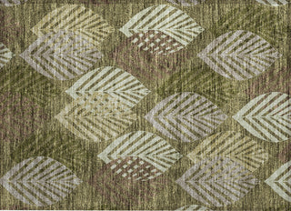 Piper Looms Chantille Floral ACN744 Olive Machine Washable Area Rug Scatter Main Image