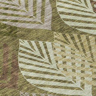 Piper Looms Chantille Floral ACN744 Olive Machine Washable Area Rug Swatch Image