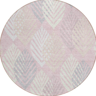 Piper Looms Chantille Floral ACN744 Pink Machine Washable Area Rug Round Main Image