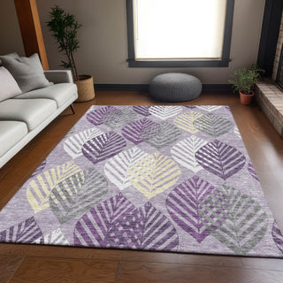 Piper Looms Chantille Floral ACN744 Purple Machine Washable Area Rug Lifestyle Image Feature