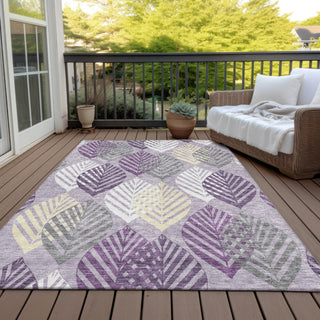 Piper Looms Chantille Floral ACN744 Purple Machine Washable Area Rug Outdoor Lifestyle Image Feature