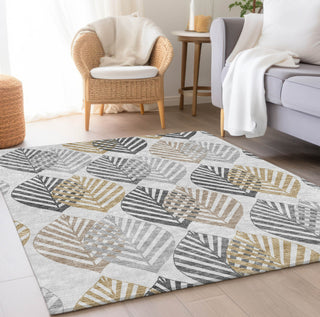 Piper Looms Chantille Floral ACN744 Silver Machine Washable Area Rug Lifestyle Image Feature