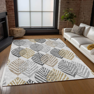 Piper Looms Chantille Floral ACN744 Silver Machine Washable Area Rug Lifestyle Image Feature