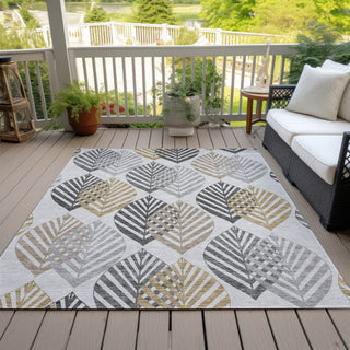 Piper Looms Chantille Floral ACN744 Silver Machine Washable Area Rug Outdoor Lifestyle Image Feature