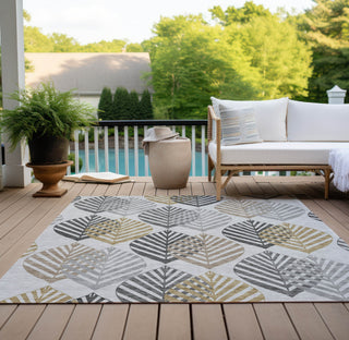 Piper Looms Chantille Floral ACN744 Silver Machine Washable Area Rug Outdoor Lifestyle Image Feature