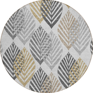 Piper Looms Chantille Floral ACN744 Silver Machine Washable Area Rug Round Main Image