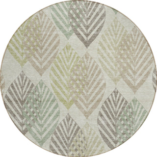 Piper Looms Chantille Floral ACN744 Taupe Machine Washable Area Rug Round Main Image