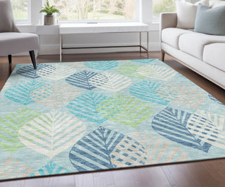 Piper Looms Chantille Floral ACN744 Teal Machine Washable Area Rug Lifestyle Image Feature