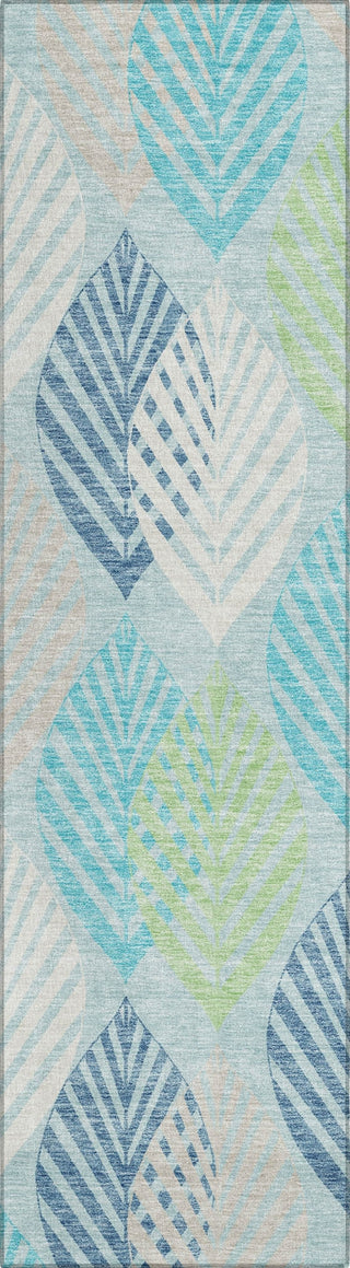 Piper Looms Chantille Floral ACN744 Teal Machine Washable Area Rug Runner Main Image