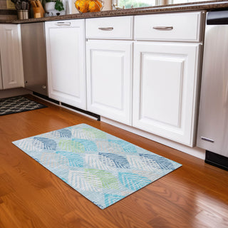 Piper Looms Chantille Floral ACN744 Teal Machine Washable Area Rug Scatter Lifestyle Image Feature