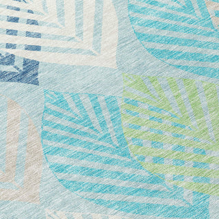 Piper Looms Chantille Floral ACN744 Teal Machine Washable Area Rug Swatch Image