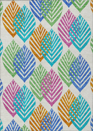 Piper Looms Chantille Floral ACN744 White Machine Washable Area Rug main image